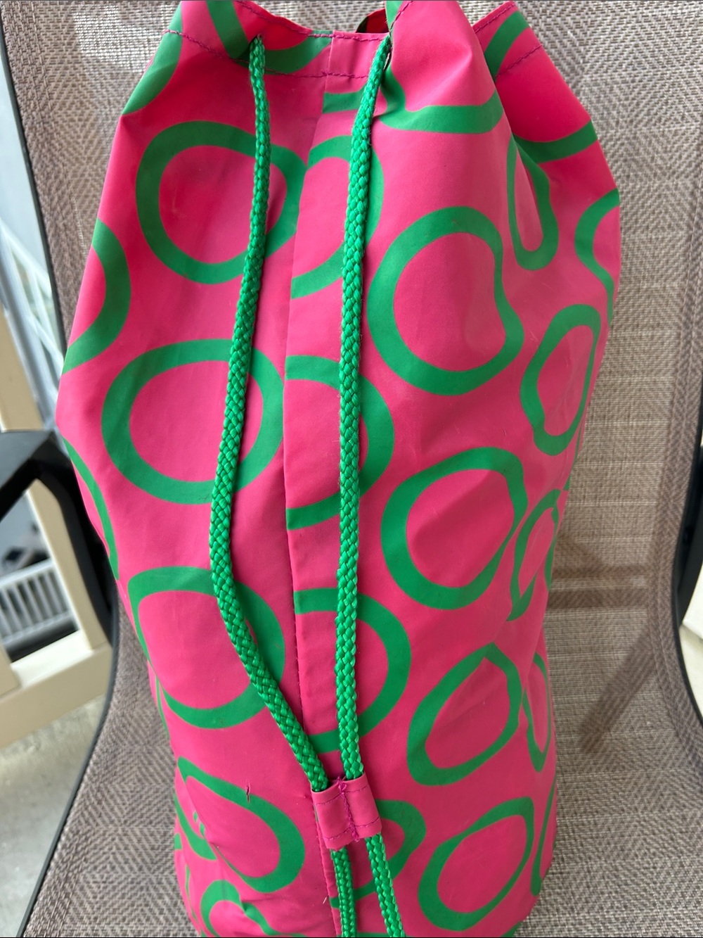 United Colors Of Benetton Vintage Y2K Pink and Green Drawstring Storage Sack - Picture 3 of 8